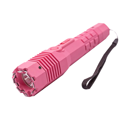 WH- Heavy Duty Stun Gun - Rechargeable with 280 Lumen LED Tactical Flashlight. Extremely powerful 1.4uC Personal Safety and Defense - Pink