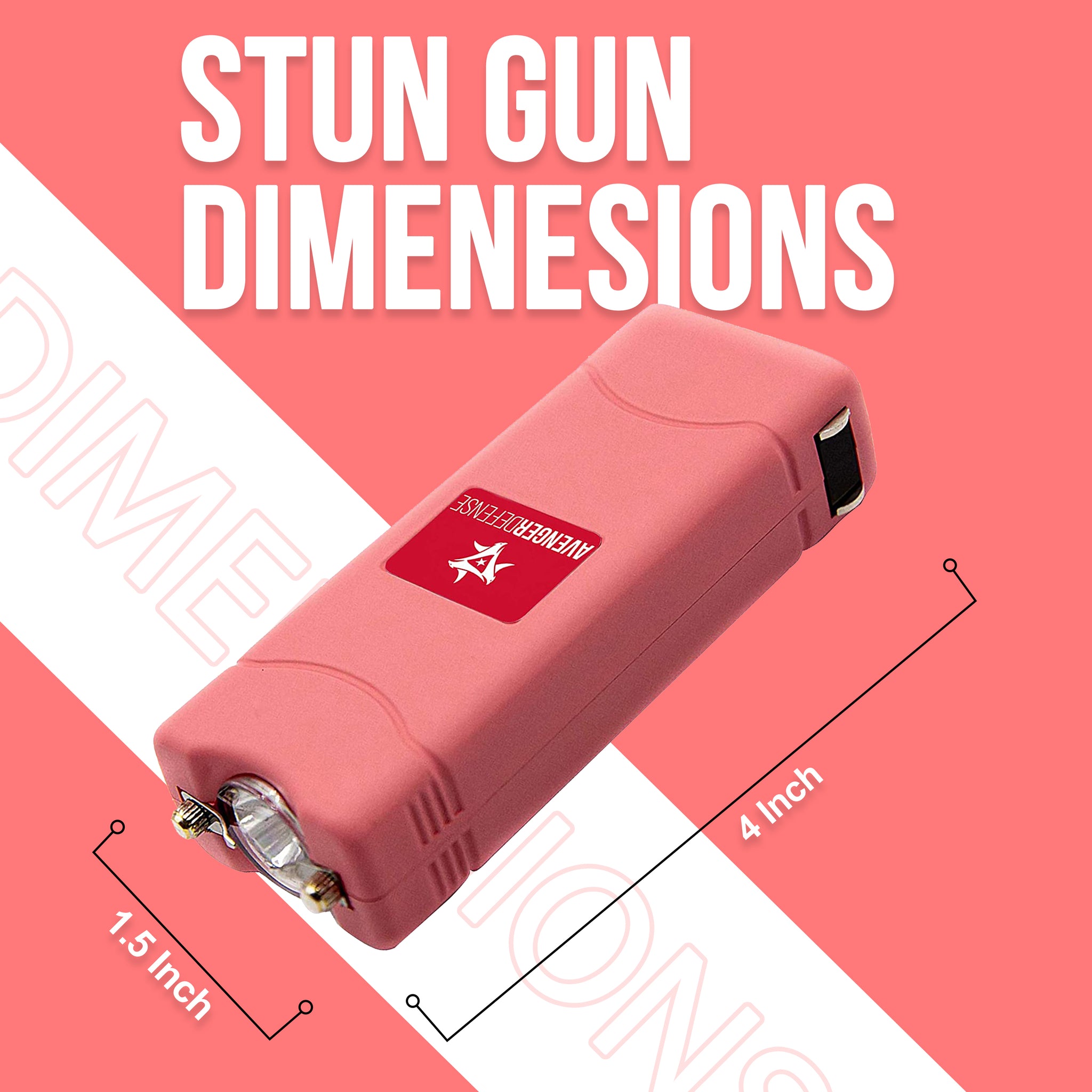 Avenger Defense ADS-50B - Micro Stun Gun Flashlight - Rechargeable 1.25 µC Charge Powerful Self Defense - Ultra Compact Design with Built in Plug, Blue, Pink