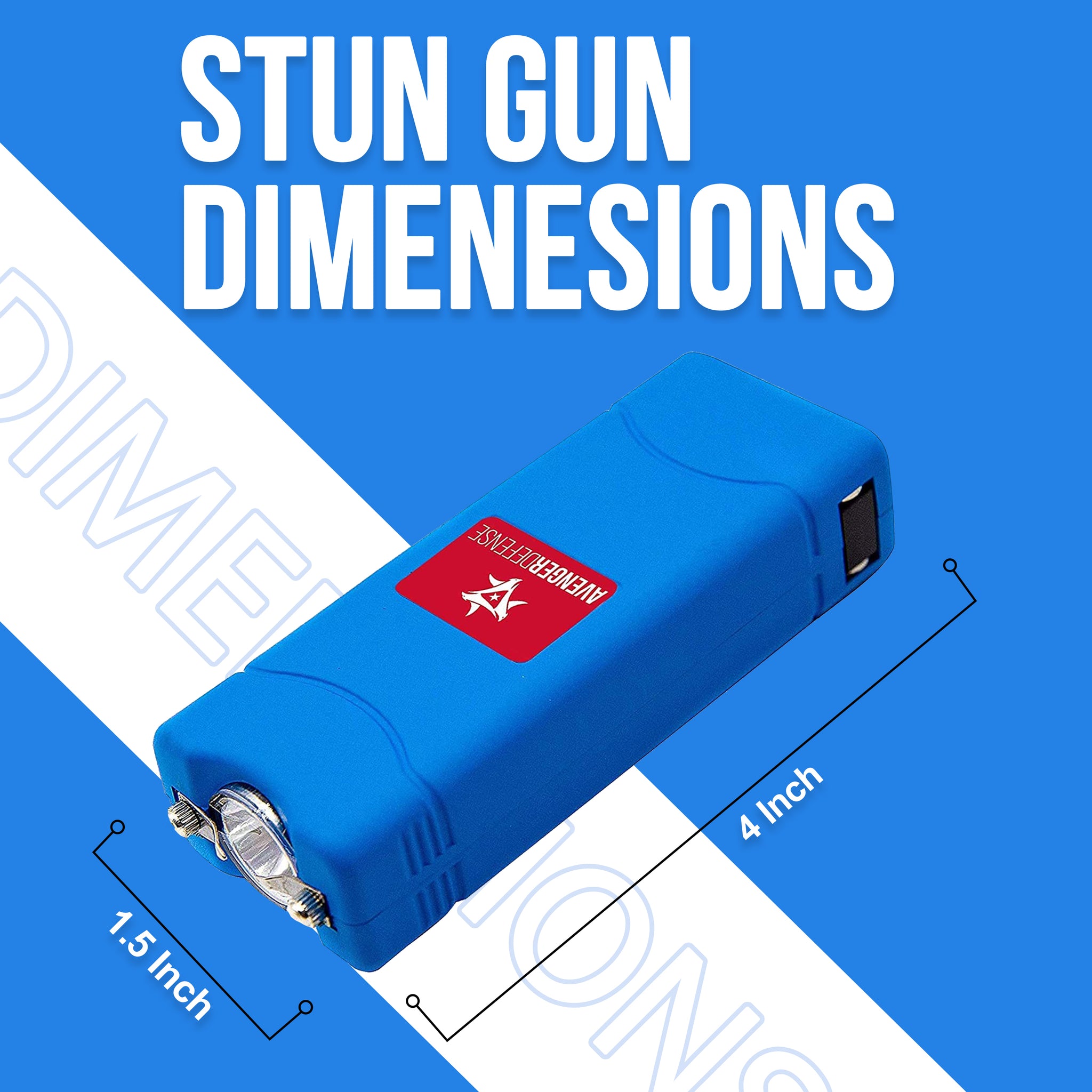 Avenger Defense ADS-50B - Micro Stun Gun Flashlight - Rechargeable 1.25 µC Charge Powerful Self Defense - Ultra Compact Design with Built in Plug, Blue, Pink