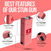Avenger Defense ADS-50B - Micro Stun Gun Flashlight - Rechargeable 1.25 µC Charge Powerful Self Defense - Ultra Compact Design with Built in Plug, Blue, Pink