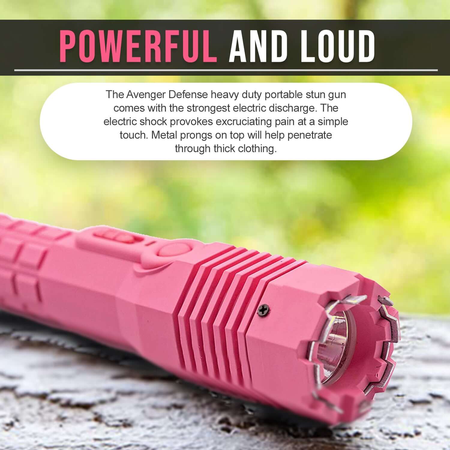 Heavy Duty Stun Gun - Tactical Flashlight Rechargeable with 280 Lumen LED . Extremely powerful 1.4uC - Black