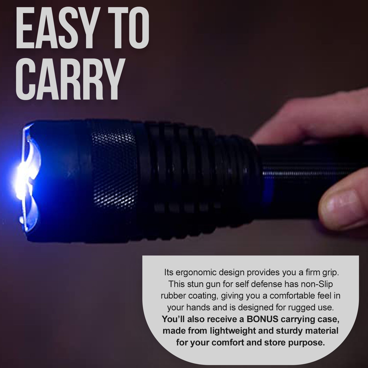 Avenger Defense ADS-90 - Heavy Duty Stun Gun - Rechargeable with Bright LED Tactical Flashlight - Extremely powerful 2.0 µC Electric Discharge - Exclusive 9.5