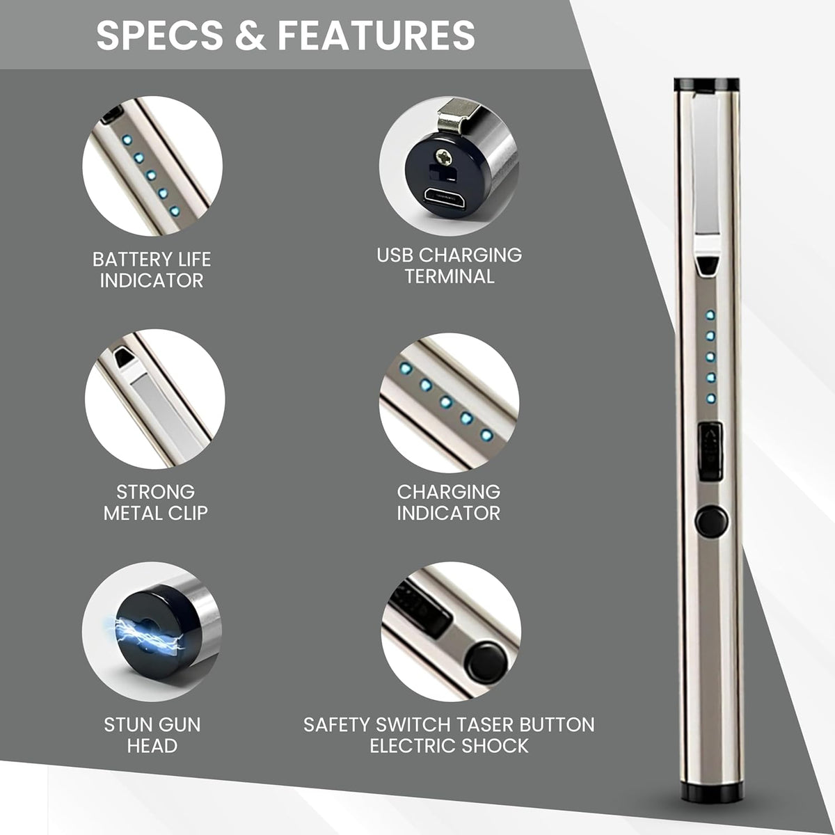 Pen Stun Gun Protection for Women - Rechargeable Self Defense Device.