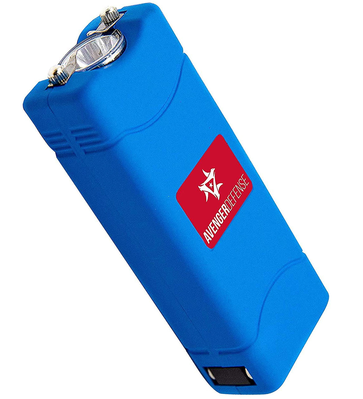 Avenger Defense ADS-50P - Micro Stun Gun Flashlight - Rechargeable 1.25 µC Charge Powerful Self Defense - Ultra Compact Design with Built in Plug, Pink, Blue