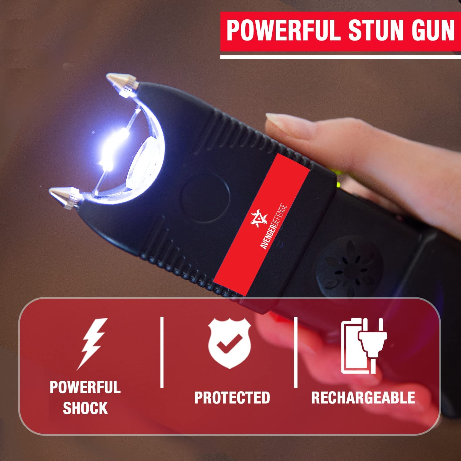 Stun Gun for Self Defense and Protection – Rechargeable, Built-In LED Flashlight and Extremely Loud Alarm