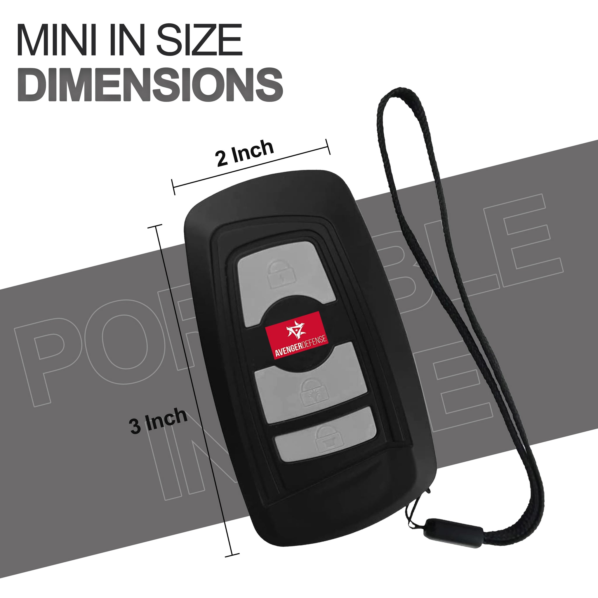 Avenger Defense ADS-70P - Mini Stun Gun Key fob Design with Security Alarm – Rechargeable 1.2 µC Charge Powerful Self Defense – LED Flashlight and Wrist Strap - Pink, Black